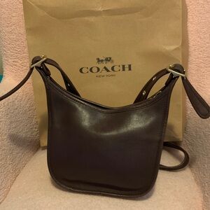 Coach Dark Brown Leather Crossbody Shoulder Bag